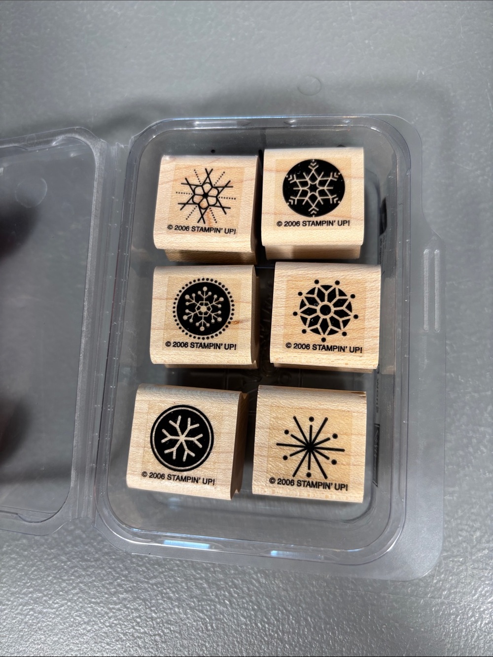 Stampin’ Up Snow Flurries 2006 Retired Wood Mount Rubber Stamps Set of 6